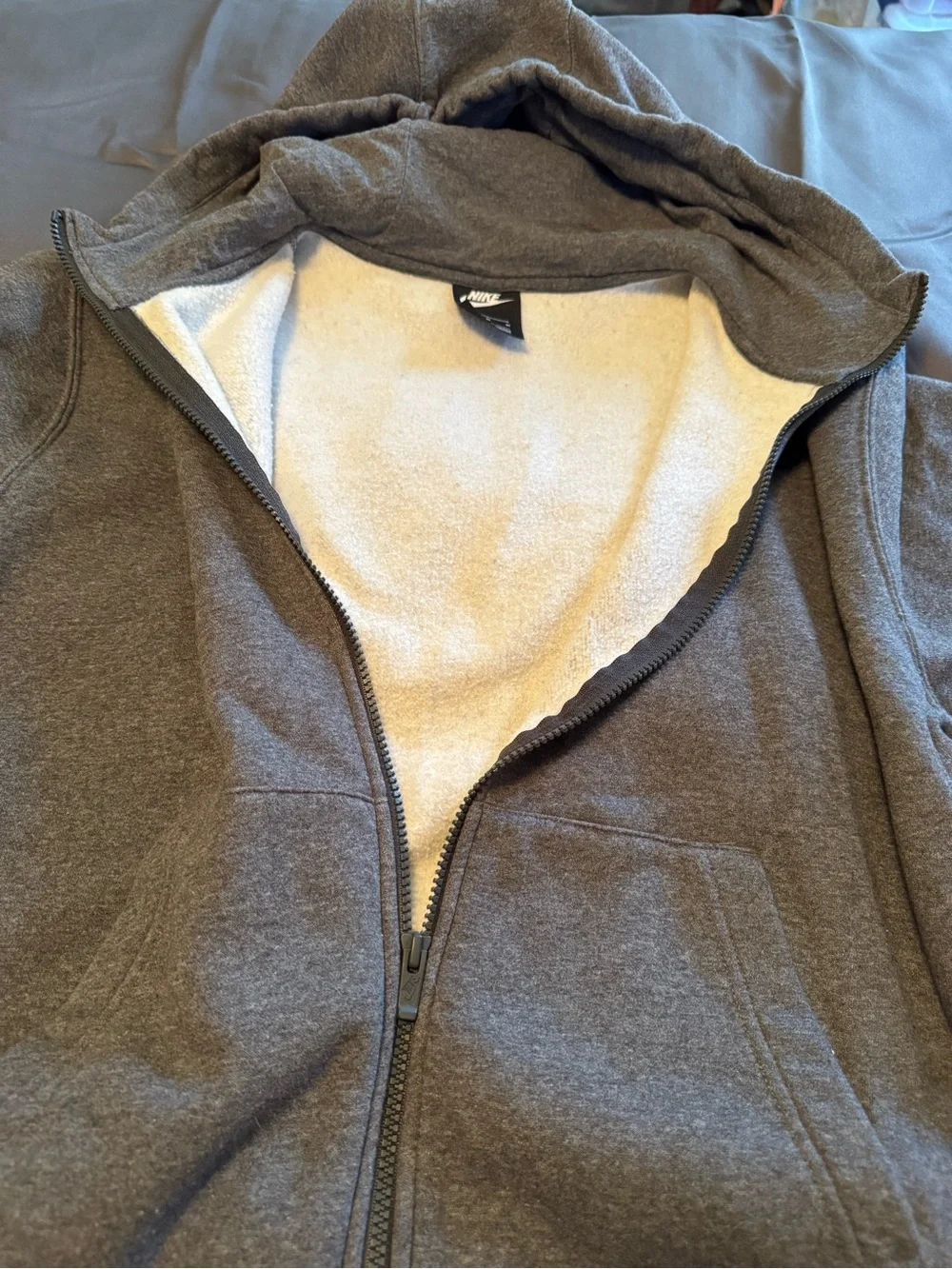 Unisex -Nike Sportswear Club Fleece Full-Zip Hoodie Charcoal Heather Gray Size M